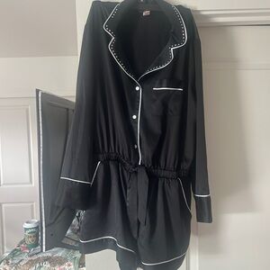 Victoria's Secret Black Pajama with White Trim and diamonds
